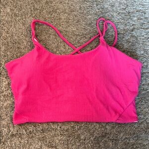Hot Pink Ribbed Strappy Swim Top XL